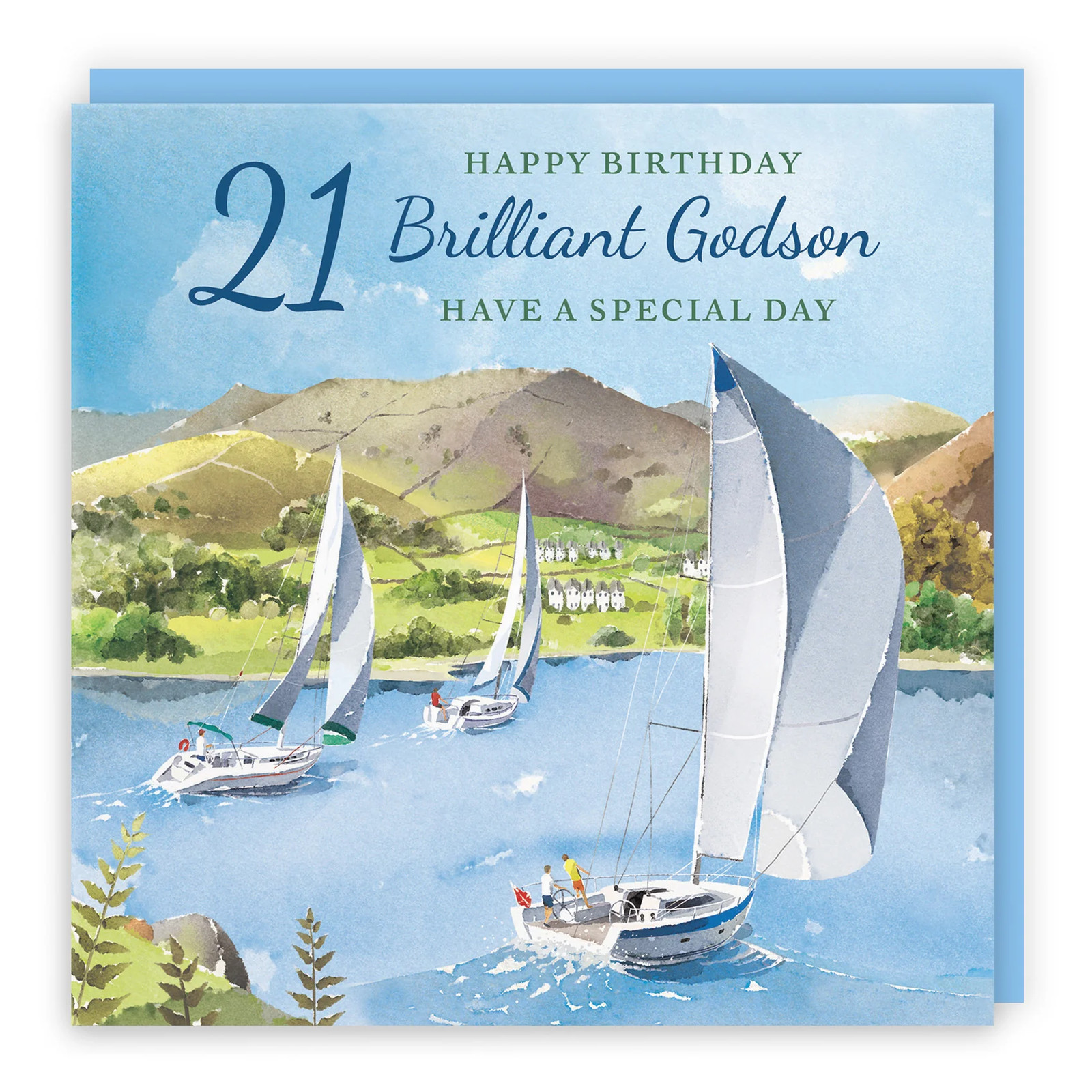 21st Godson Birthday Card Sailing Boats Milo's Gallery