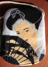 Vintage JERMOES Art-to-Wear Geisha Small Beaded Evening Bag