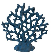 Coastal Beachy Coral Decor Tabletop Blue Resin 8.75 x 8 NEW