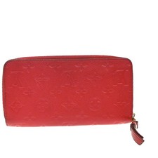 LOUIS VUITTON Logo Long Zippy Wallet Monogram Empreinte Red M63691 31KP278