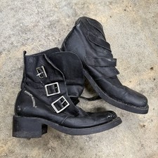 Vintage Harley Davidson Boots Buckle Womens Size 8 Black DISTRESSED 