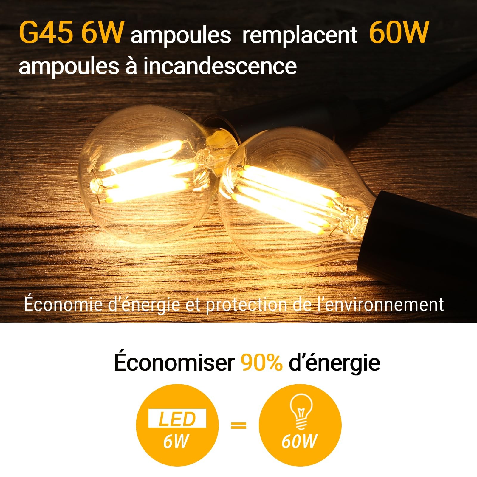 Ampoules LED E14 intensité variable 6W sans scintillement pour variateur - 2