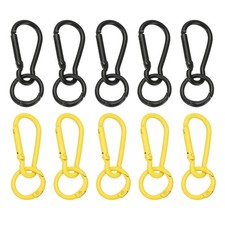 10Pcs Keychain Clips with O Rings, Black/Yellow