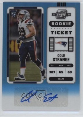 2022 Contenders Optic Ticket Teal Prizm 28/99 Cole Strange Rookie Auto RC 3pb