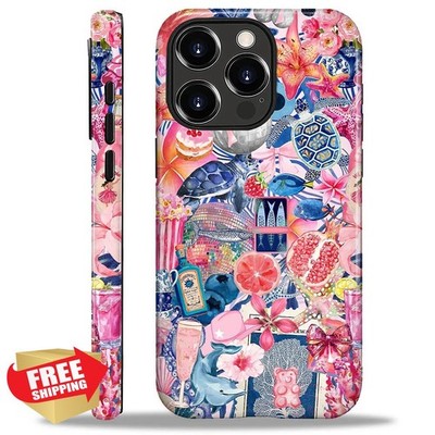 COTAIL iPhone 16 Pro Max Case Hybrid Shockproof Pink Blue Summer Collage