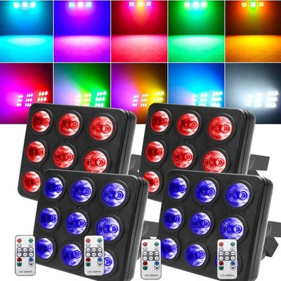 180W RGBW LED Square Par Lights w/Remote Stage Effect Disco DJ Light DMX Bar