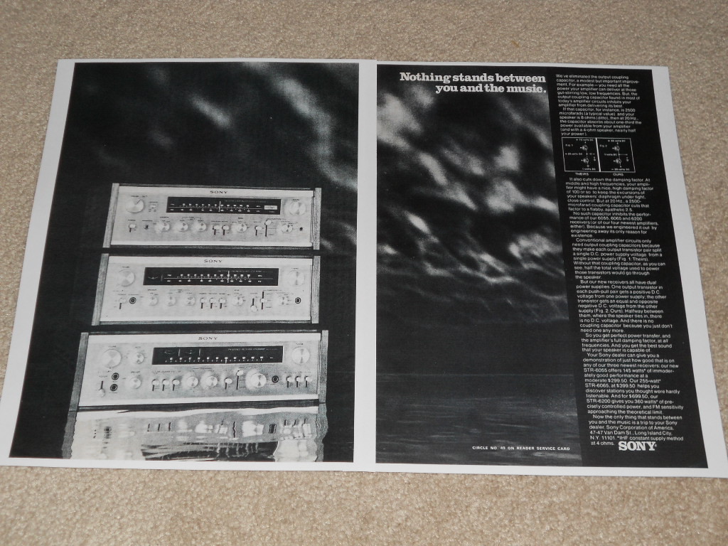 Sony 1971 Ad, STR-6065, 6200, 6055 Receivers, Articles