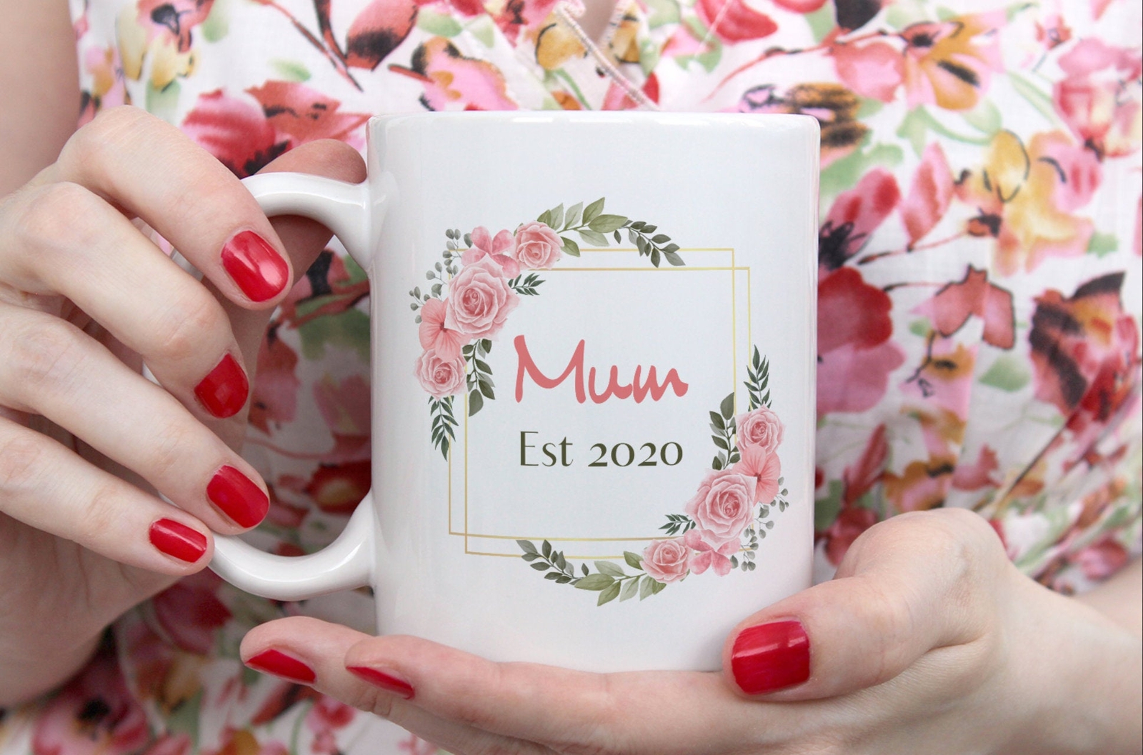 Mum Est 2020 Floral Ceramic Mug Floral Mum Mug Mum Mug Gift For Her Gift For Mum