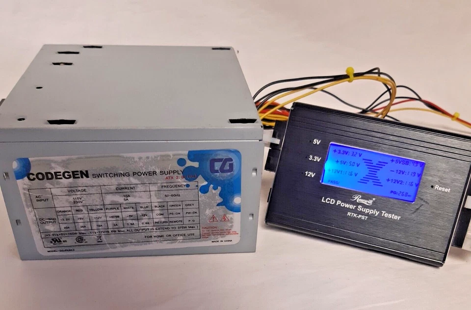 CODEGEN 375W ATX PSU CG-PXA4-2 ATX 2.03 (20+P4 READY) POWER CABLE & MNT HDWR NOS - Image 3 of 4