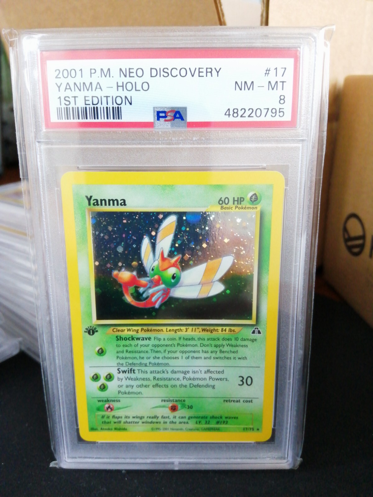 2001 Pokemon 1st edition Neo Discovery Yanma holo #17 PSA 8