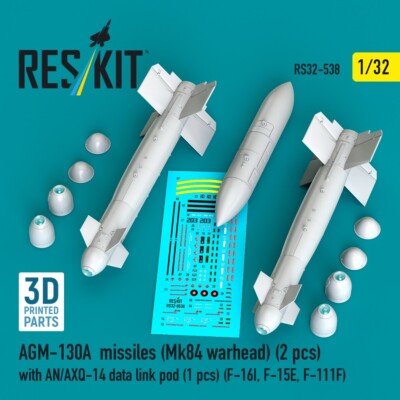 1:32 AGM-130A missiles (Mk84 warhead) 2pcs with AN/AXQ-14 data link pod (1 pcs)