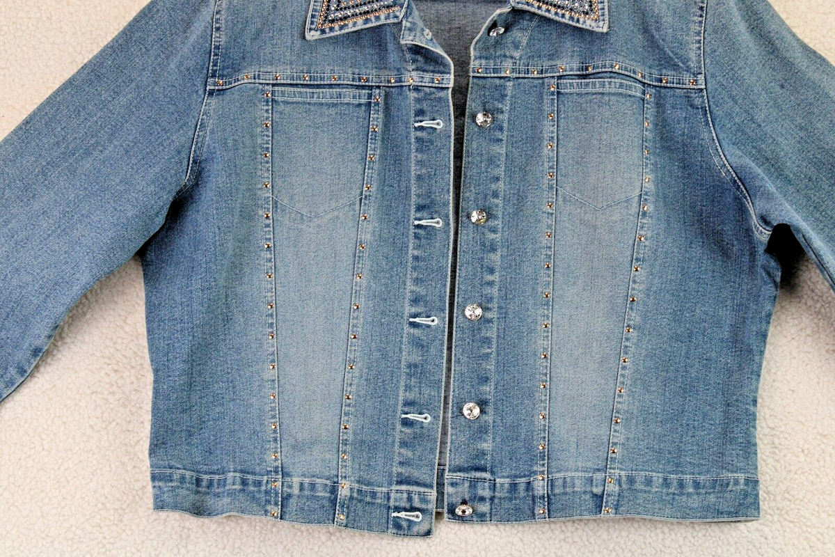 Christine Alexander Denim Jean Jacket Large Swarovski Christine Alexander Denim Jean Jacket Large Swarovski