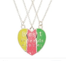 Claire's BFF Neon Pendant Trio 3 Pc 3x Necklace Best Friends Forever Jewelry Set