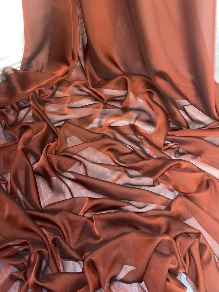 1 METER TWO TONE COPPER SOFT CATIONIC CHIFFON 100% POLYESTER FABRIC 58” WIDE - Image 3 of 4