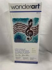 WonderArt Latch Hook Rug Kit Music Signature Treble Clef 12x12 NEW SEALED