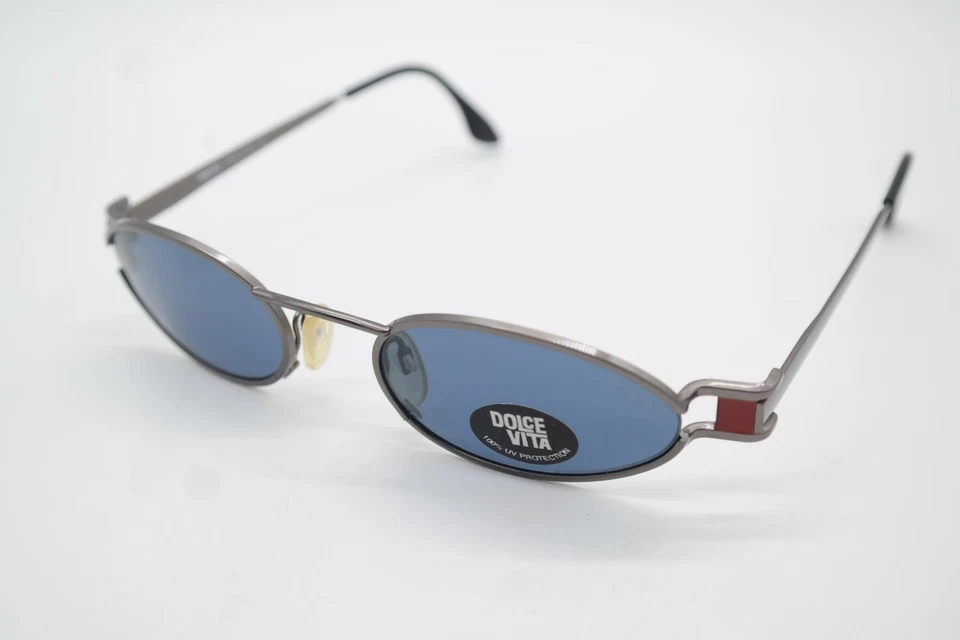 Vintage Dolce Vita DVS-26 silver red oval sunglasses eyewear NOS - Image 3 of 4