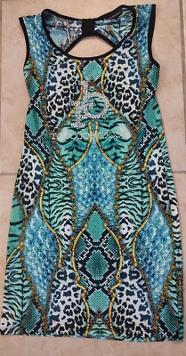 Roccobarocco Cavalli Style Dress Open Back Rhinestones  Made In Italy