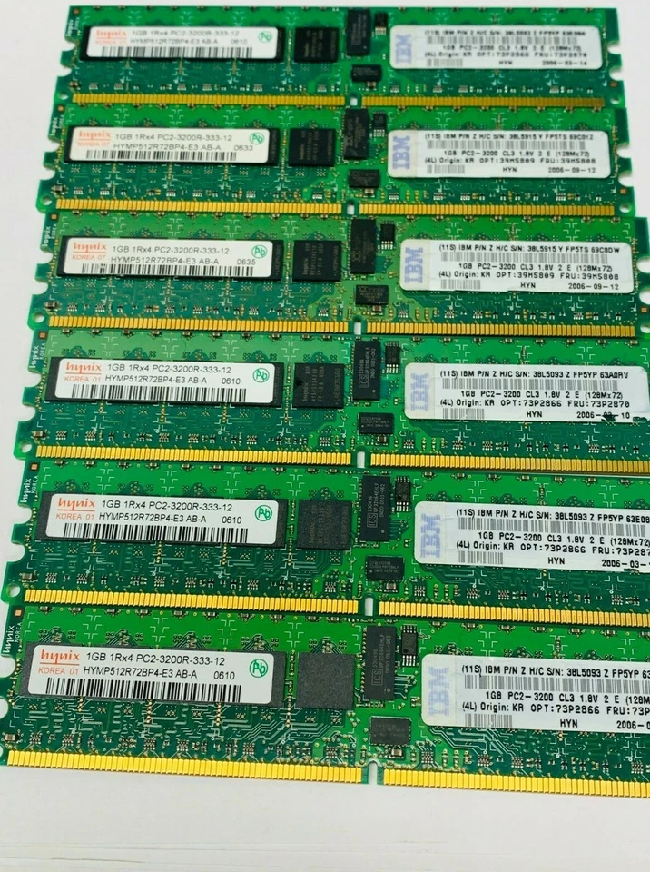 6x1GB IBM 73P2870 39M508  Hynix 1GB PC2-3200 DDR2-400 registered SDRAM Memory - Image 3 of 3