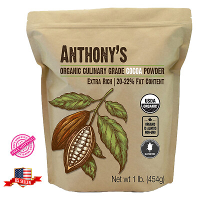 Organic Culinary Grade Cocoa Powder 1 Lb Dutch Processed Dark and Rich Non-GMO