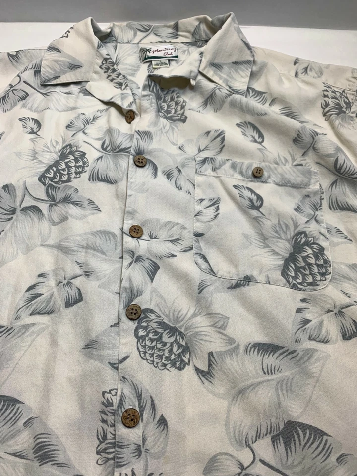 Camisa Hawaiana Monterey Club Hombre Botón Grande Tropical Foto 3 de 4