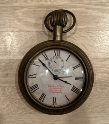 70's 堀田時計店 ドラムクロック 置時計 昭和レトロ 50Hz ヴィンテージ Vintage Large Brass Display Pocket Watch Style Clock by Thomas