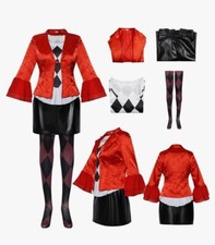 Suicide Squad Harley Quinn Cosplay Harleen Costume Halloween Suit Uniform Wig L