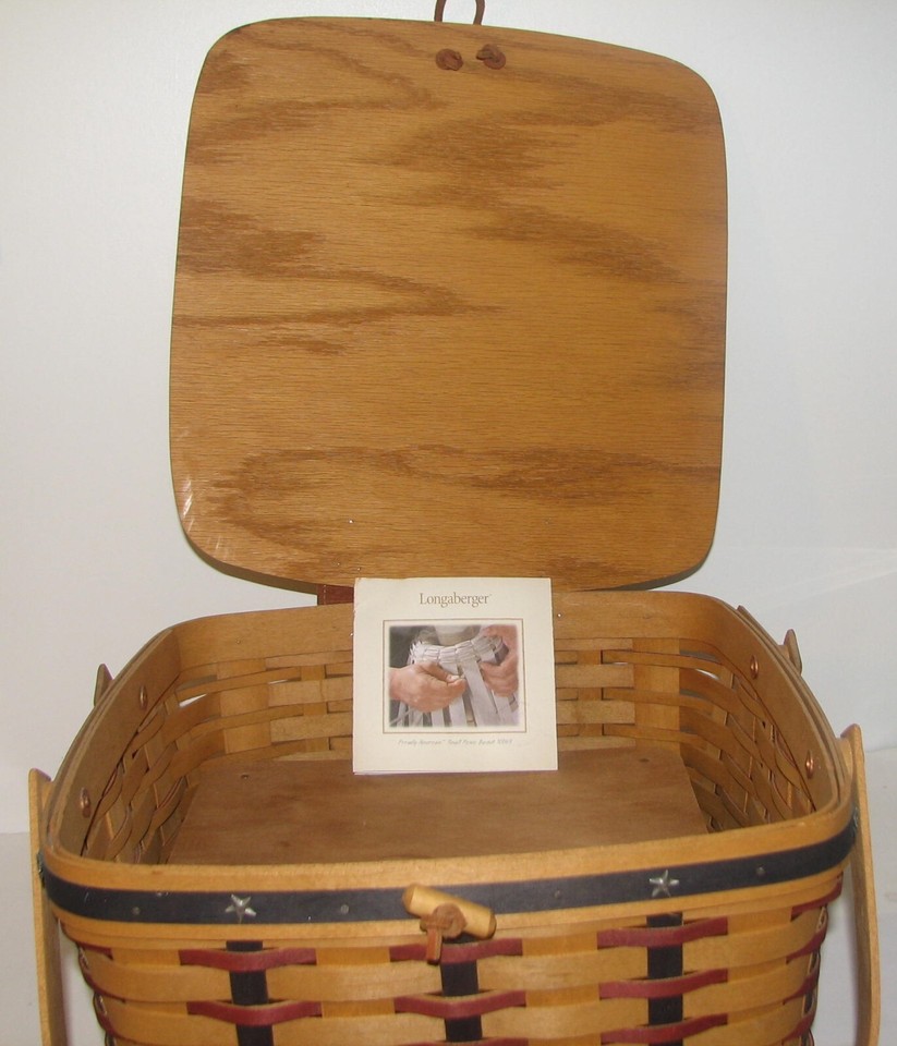 vintage Longaberger picnic basket with riser signed 2004 eBay