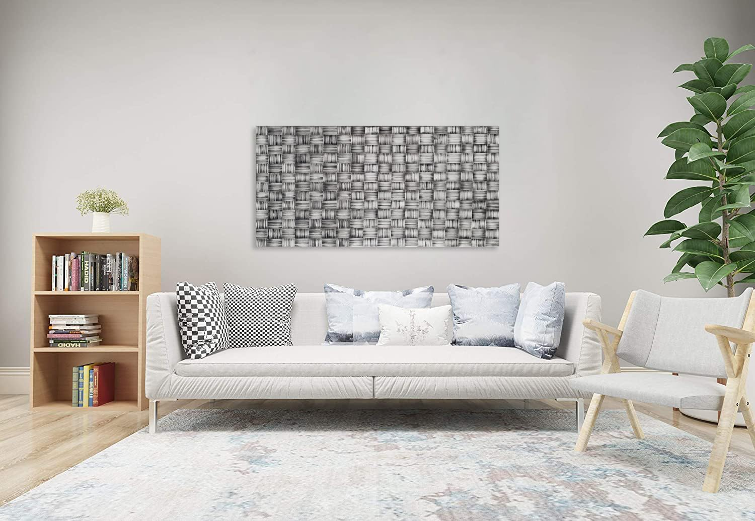 Silver Grey Canvas Wall Art Mesmerizing 3D Lines Artwork Abstract