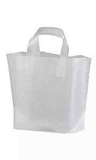 FROSTED CLEAR PLASTIC RECYCLED GIFT BAGS W/ HANDLE. 12"x10"x4".  10PK NOW 10