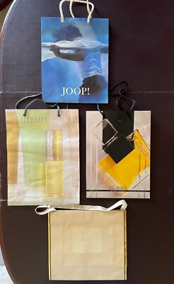 4 Vintage Perfume shopping mall department store bags 1980 s,Sung, Eternity READ