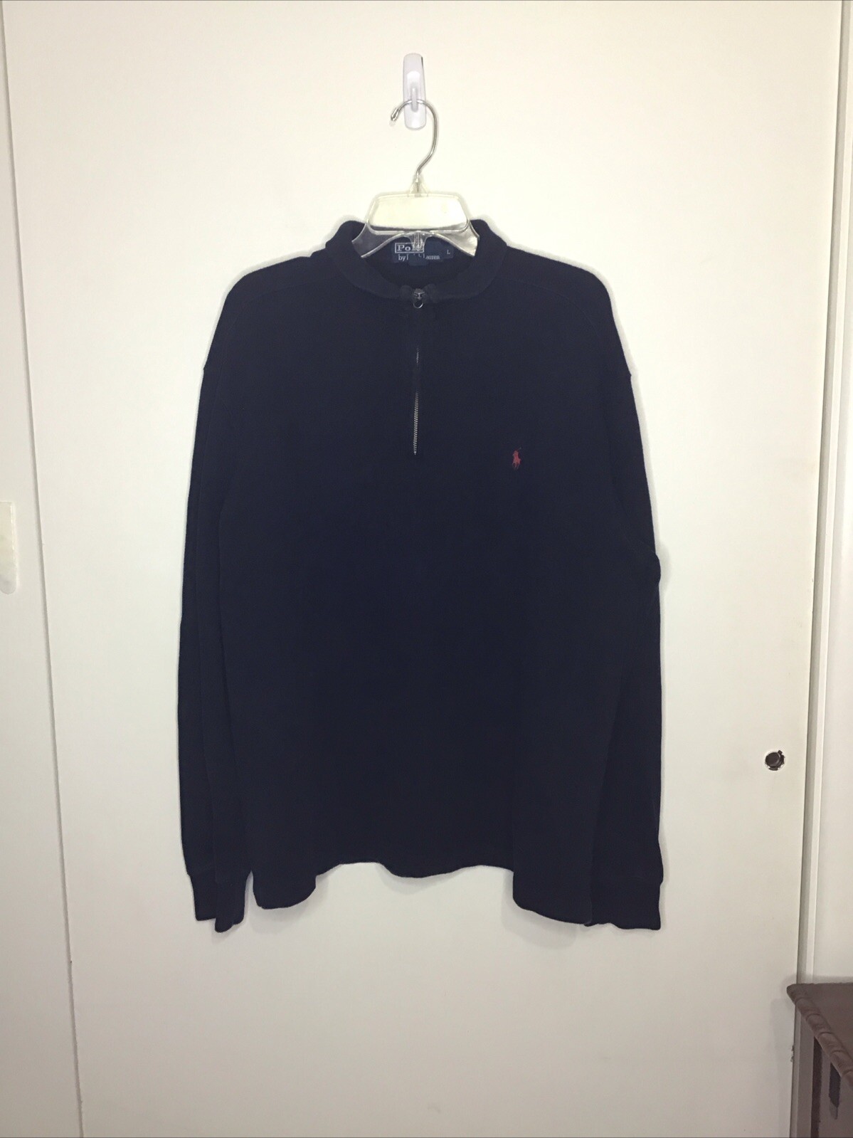 Polo Ralph Lauren blu navy maglione quarto zip taglia L logo pony