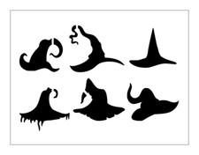 Witch Hat 2 Stencil 6 Designs Halloween Miniatures 8" x 10" Reusable Sheet S1287