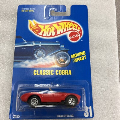 1991 Hot Wheels Blue Card #31 CLASSIC COBRA Red w/Chrome 7 Spoke