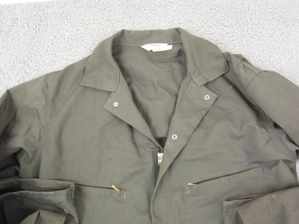 Vintage Key Imperial Coveralls Mens 44L Green Mechanic Jumpsuit Made in USA 70s - Image 2 of 4