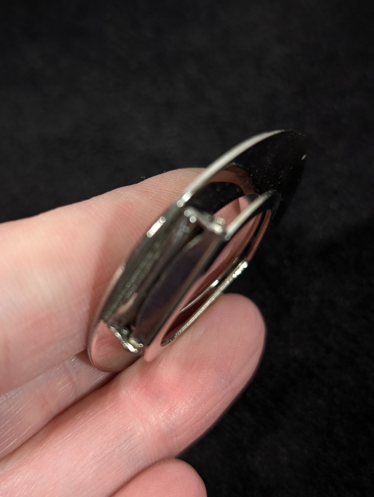 Vintage Silver Tone Brused Round Circle Mid Mod Scarf Dress Clip