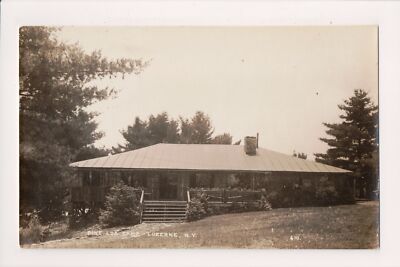 L-689 Luzerne New York Pine Log Camp Real Photo Postcard 1932