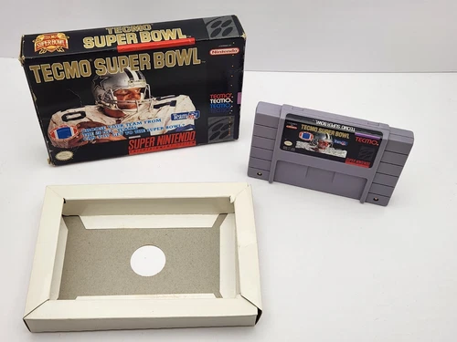 Tecmo Super Bowl Super Nintendo Entertainment System (SNES) 1993 Box & Cart