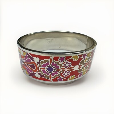 NWT Johnny Was Red Saba Floral Hinged Bracelet. Size XS/Sm. MSRP $188
