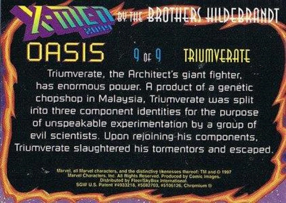 X MEN 2099 OASIS CHROME CARD 9 TRIUMVERATE BY FLEER / SKYBOX 1997 - Image 2 of 2
