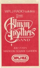 THE ALLMAN BROTHERS BAND 1975 WIN, LOSE OR DRAW TOUR BACKSTAGE PASS / NMT