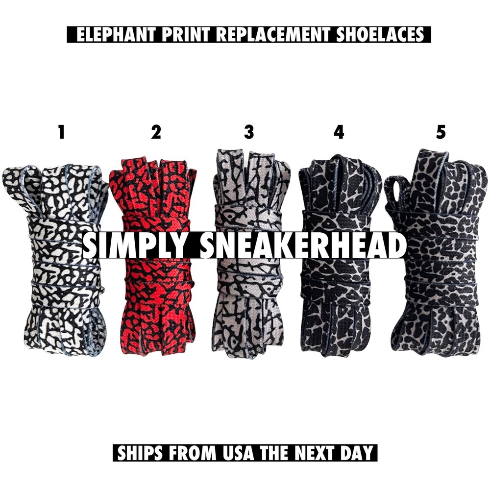 ELEPHANT PRINT FLAT REPLACEMENT SHOELACES QUICKSTRIKE AJ3 ICONIC LACES NEW 2024
