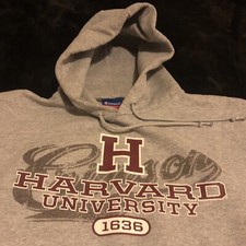 Vintage Champion Harvard University Medium Grey Gray NOT Reverse Weave Hoodie