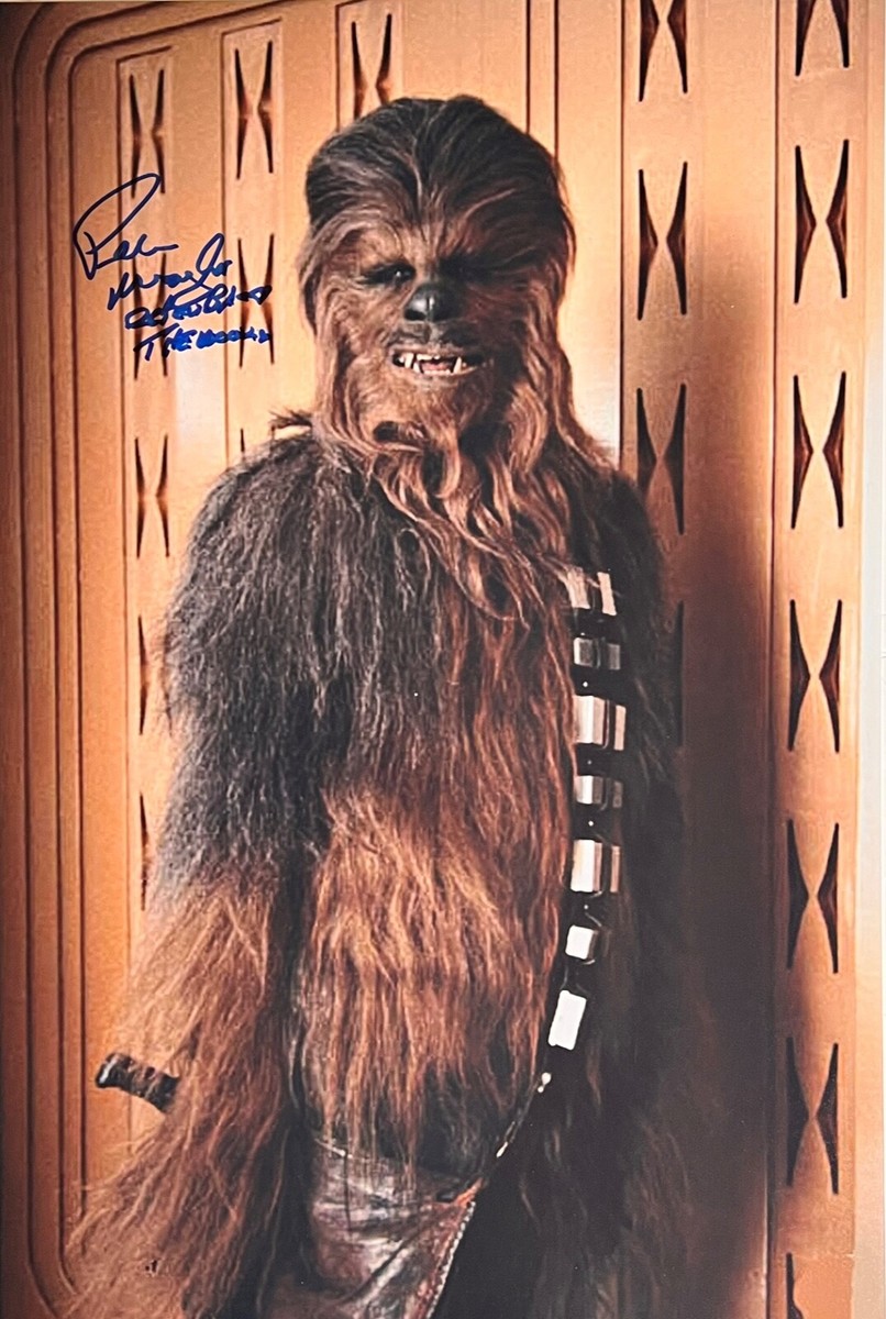 Peter Mayhew Chewbacca The Wookiee Inscrip RARE 12x18 SIGNED Star