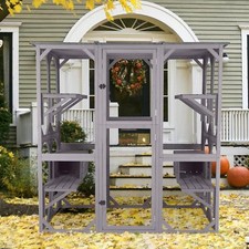 Catio Outdoor Cat Enclosure with Asphalt Roof Walk-in Kennel Condo Shelter