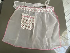 Vintage Sheer Floral Half Apron w/ Pocket Handmade