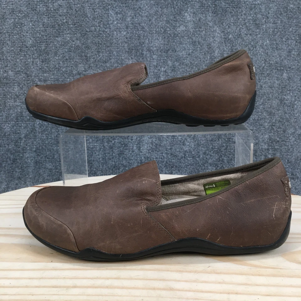 Ahnu Zapatos Mujer 10 Penny Pro Informales Cómodos Mocasines Sin Cordones Planos Cuero Marrón Foto 2 de 4