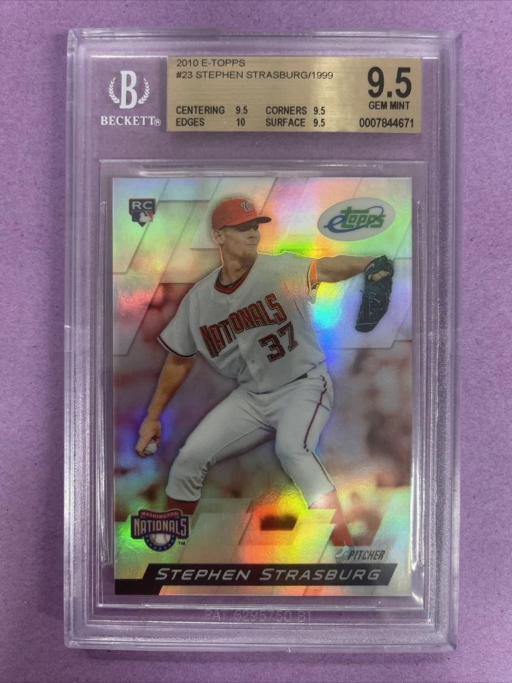 (4) 2010 E-Topps/Finest/206/Update Stephen Strasburg RC Rookie /1999 BGS 9.5 LOT - Image 2 of 4