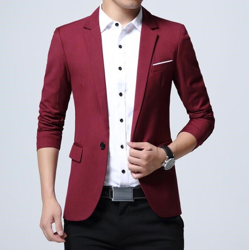 Men'S Blazer Spring Fall Business Casual Gentleman Suit Jacket Slim Size  S-9Xl L | Ebay