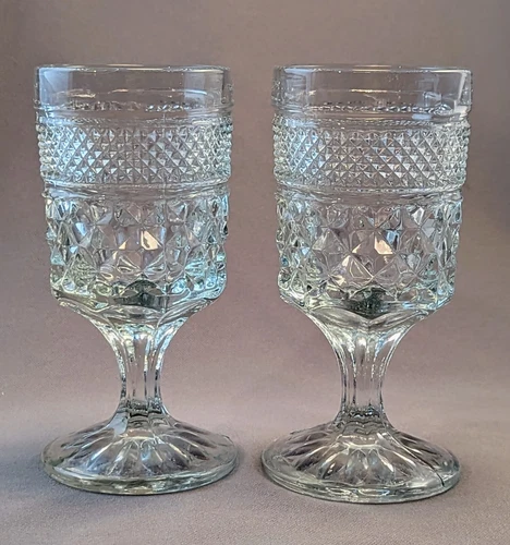 Pair/2 Anchor Hocking Wexford 5.5" 5oz Goblets Wine Juice Glasses VTG HTF B1112