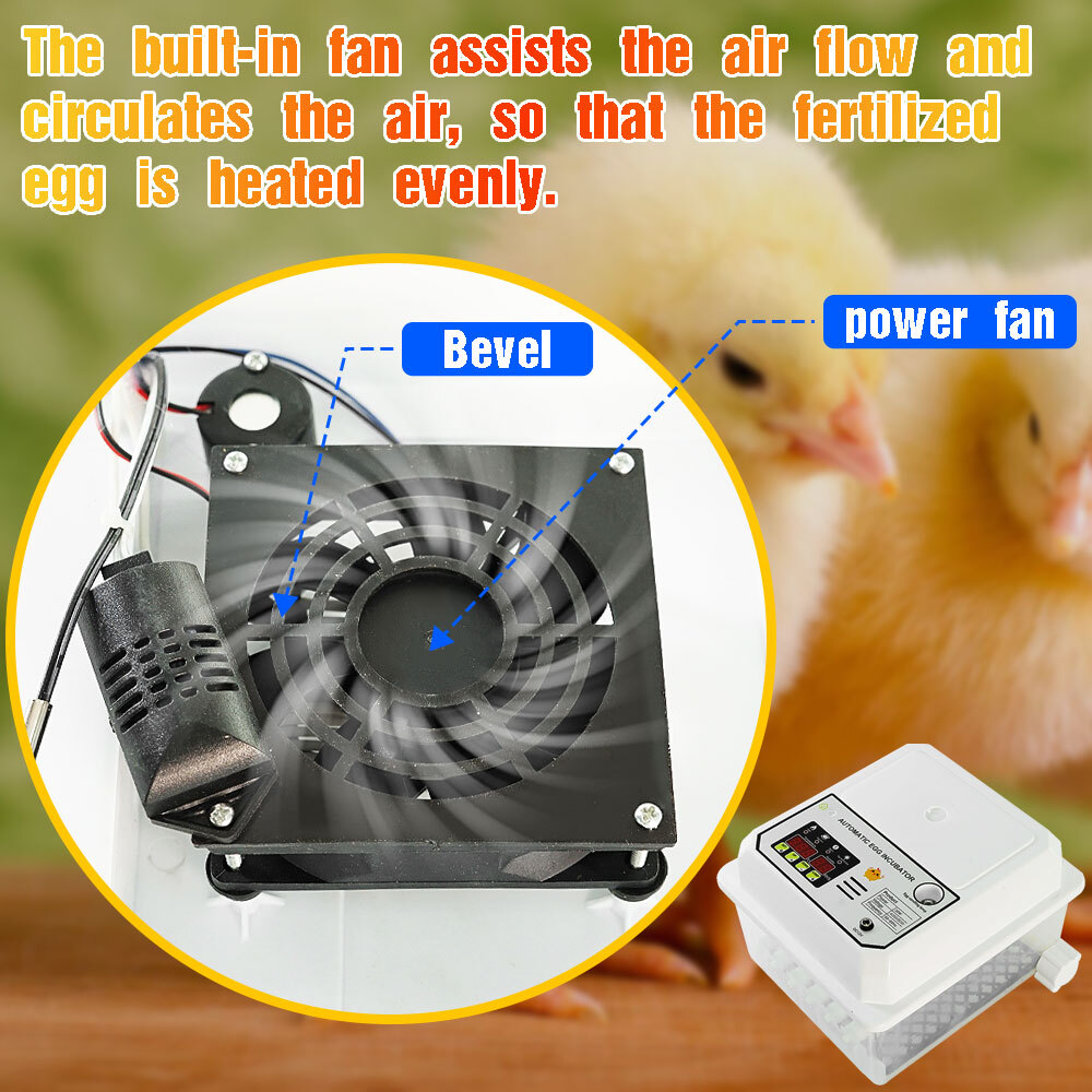 16 Egg Incubator Automatic Turner Hatcher Temperature Control LED Light Alarm